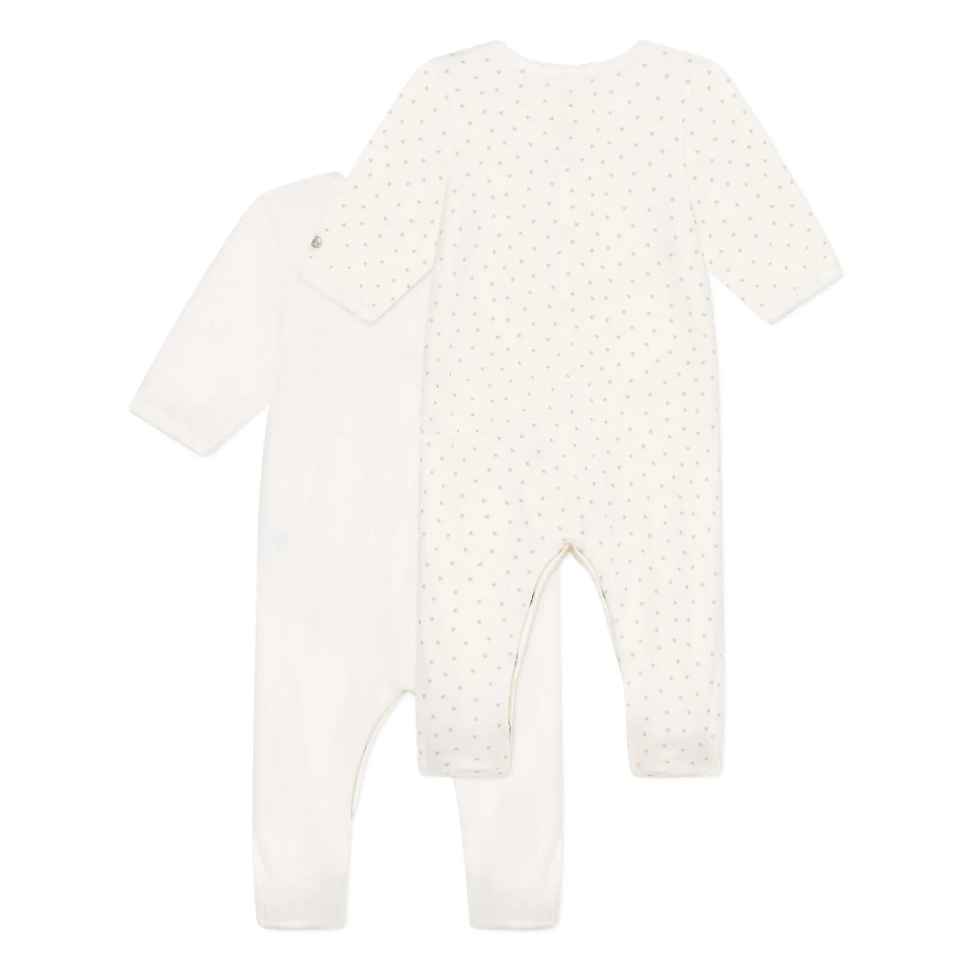 Petit Bateau - 2-Pack Velour Pajama Set | White