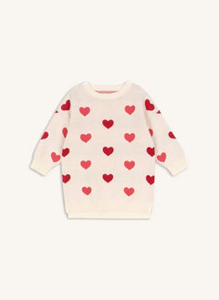 Konges Sløjd - Toz Pembe Dress Sweater Lapis Hearts Organik Pamuk