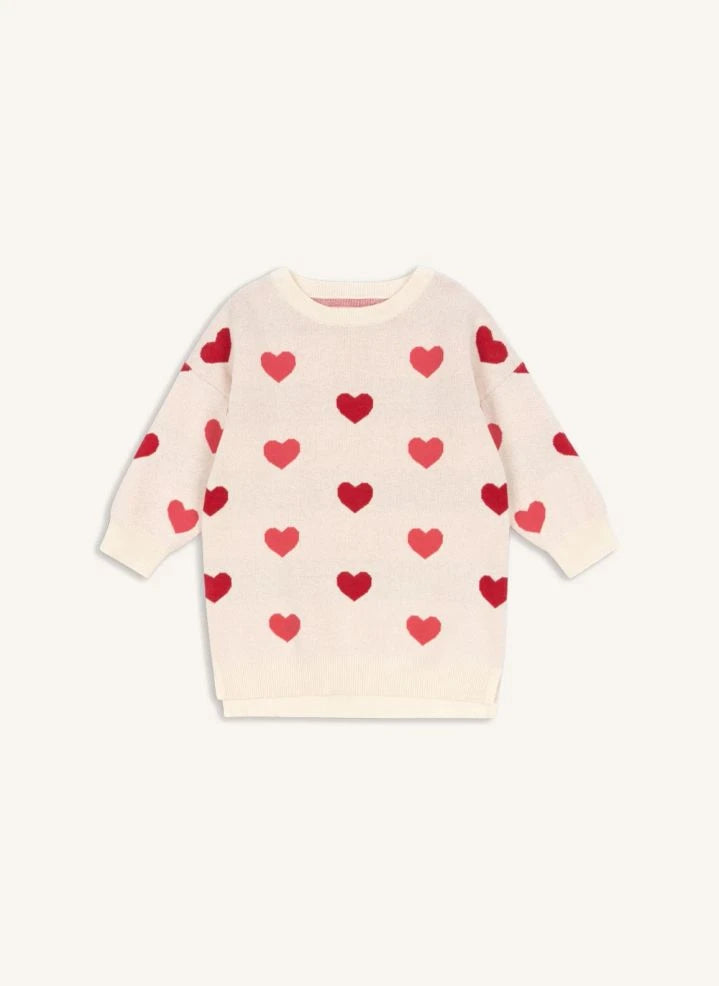 Konges Sløjd - Toz Pembe Dress Sweater Lapis Hearts Organik Pamuk