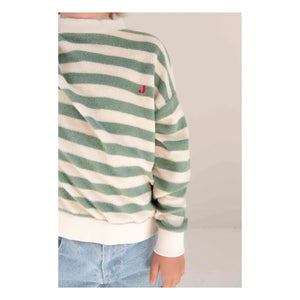 Jenest - Khaki Striped Organic Cotton Sweatshirt | Khaki