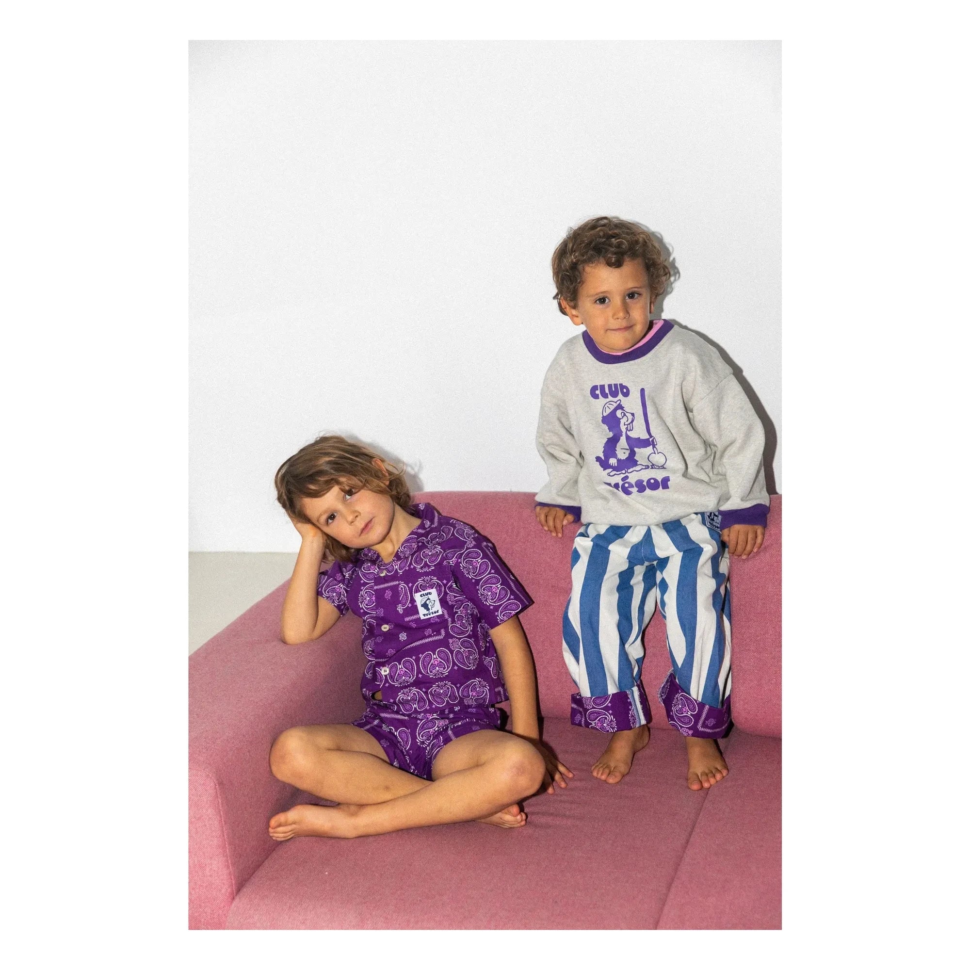Club Trésor - Cassis Poplin Shirt and Shorts Set | Purple