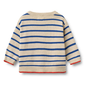Wheat - Morgan Organic Cotton Striped Knit Sweater | Blue