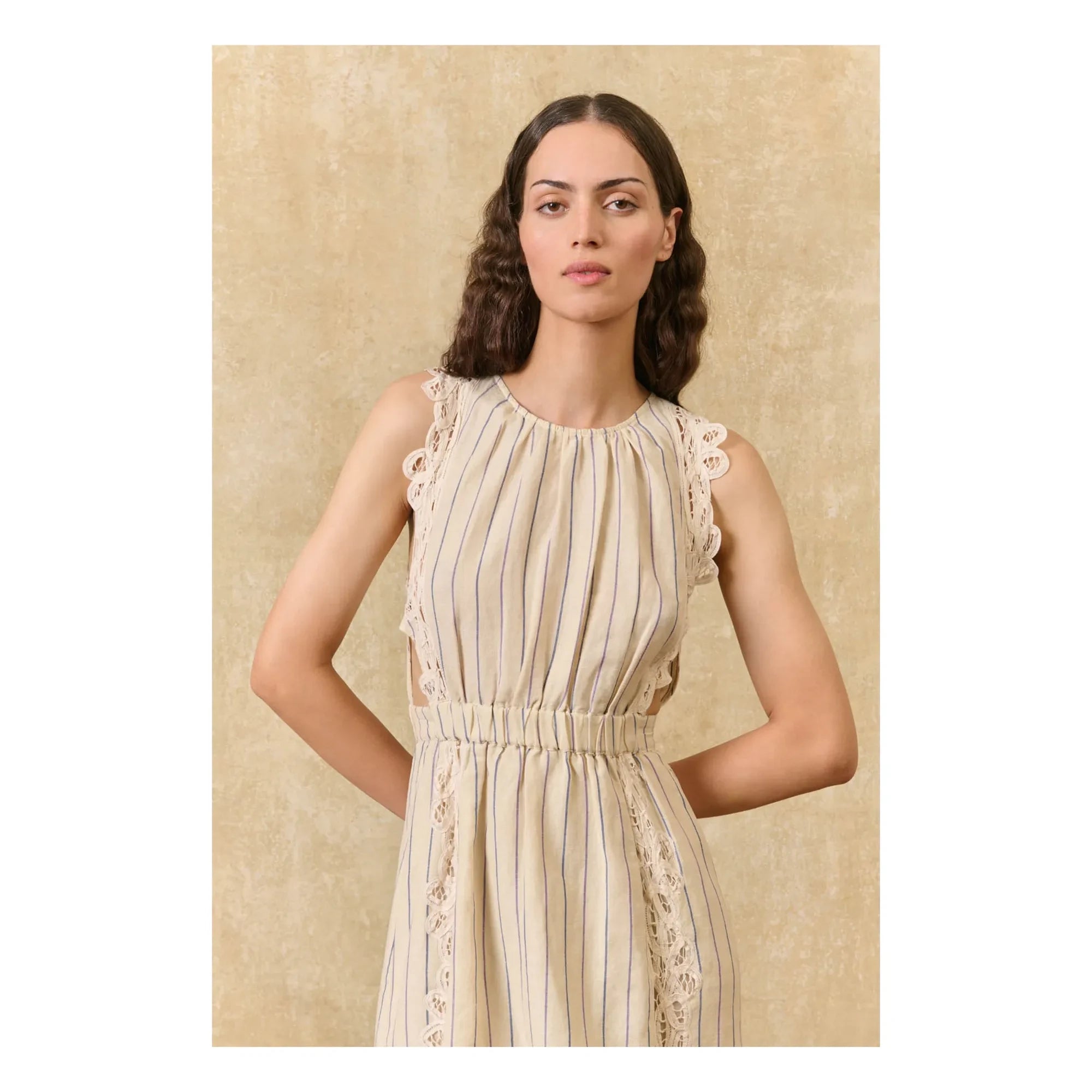 Louise Misha - Ariane Striped Linen and Cotton Dress | Cream