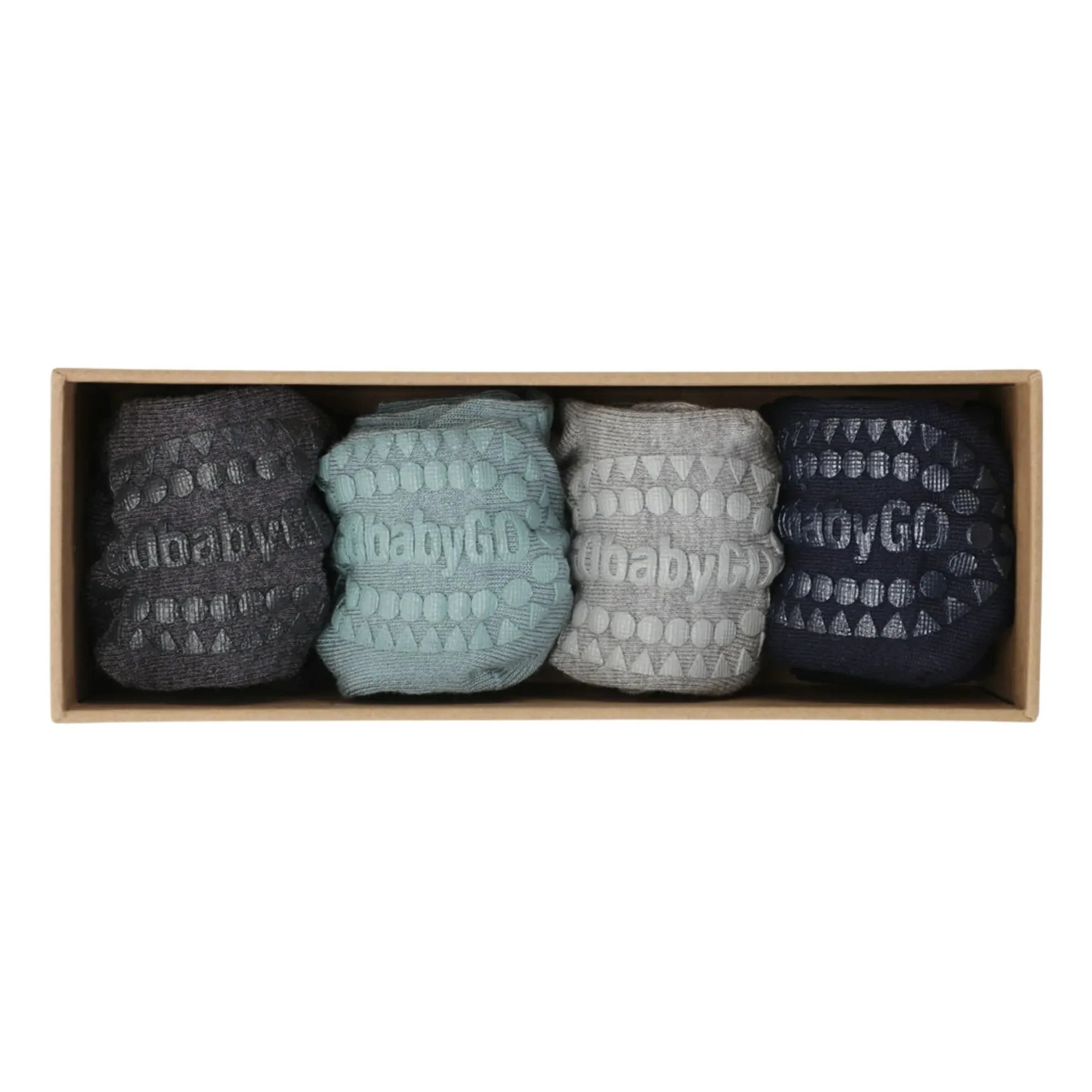 GOBABYGO - Combo Box 4 Non-slip Bamboo Socks | Blue