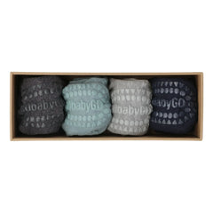 GOBABYGO - Combo Box 4 Non-slip Bamboo Socks | Blue