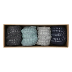 GOBABYGO - Combo Box 4 Non-slip Bamboo Socks | Blue