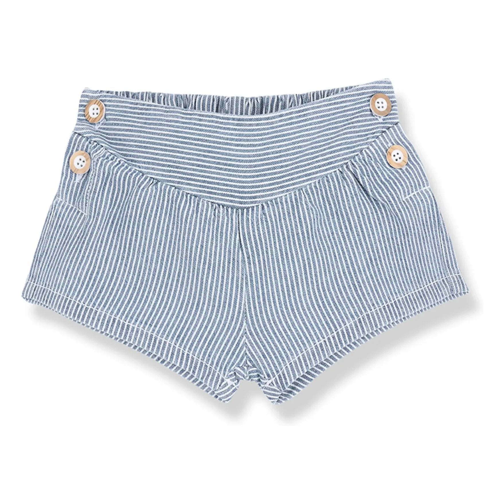1+ in the family - Denim Deia Organic Cotton Striped Shorts | Light Blue