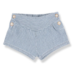1+ in the family - Denim Deia Organic Cotton Striped Shorts | Light Blue