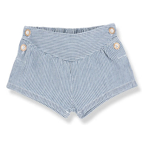 1+ in the family - Denim Deia Organic Cotton Striped Shorts | Light Blue