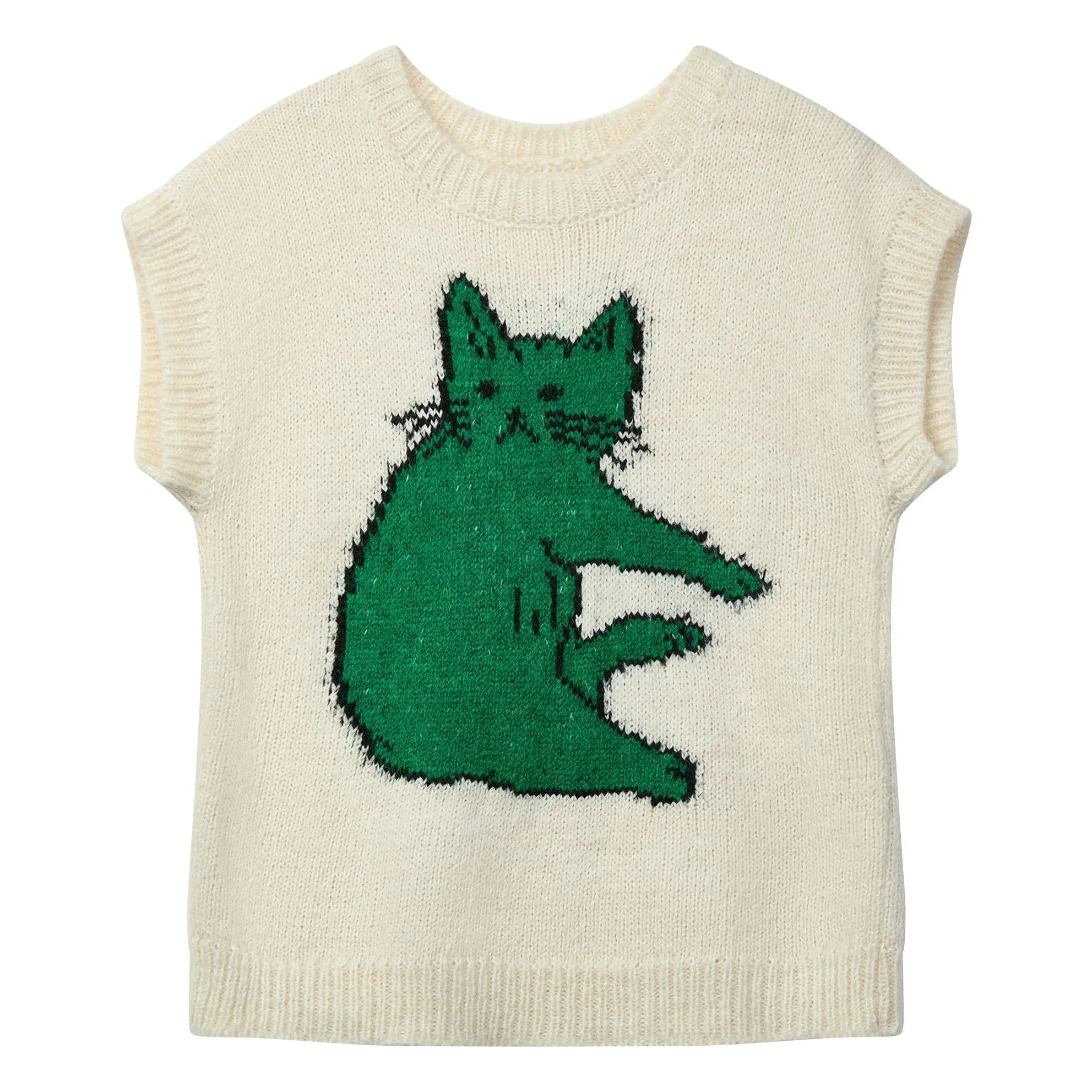 Wynken - Paws Wool Sleeveless Sweater | Ecru
