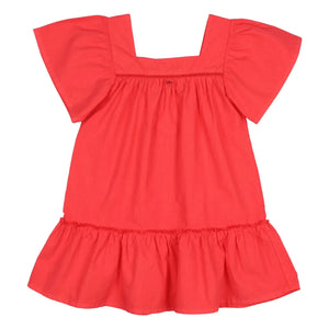 Búho - Organic cotton poplin ruffle dress | Red