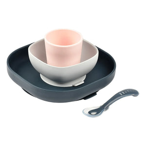 Béaba - Silicone Tableware Set - 4 Pieces | Night Blue