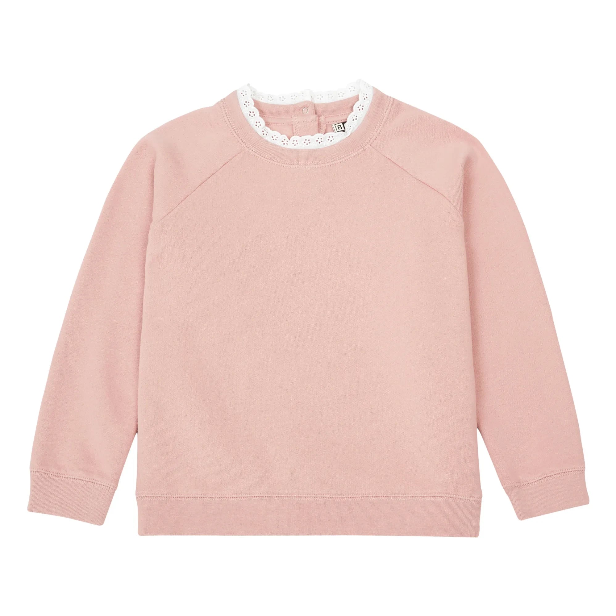 Bonton - Tilia Organik Pamuk Dantelli Yaka Sweatshirt | Pembe