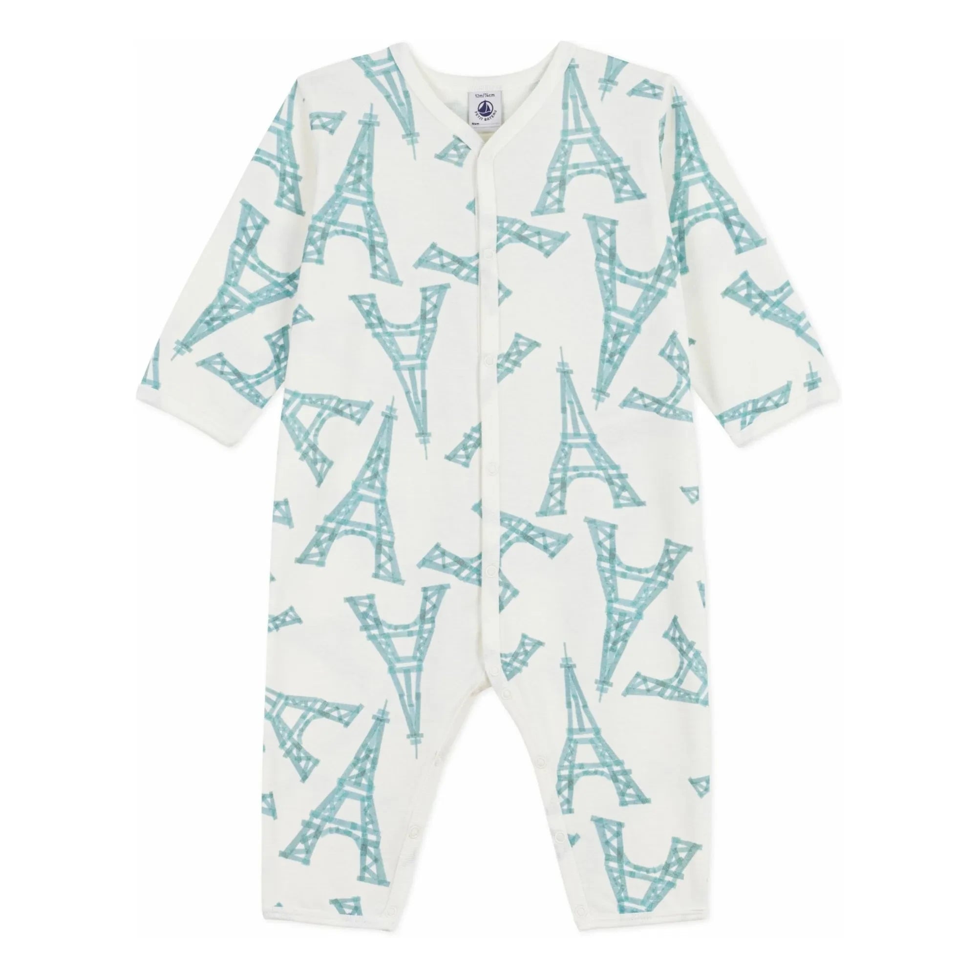 Petit Bateau - Hemless Pajama Sleep Well Eiffel Tower | White