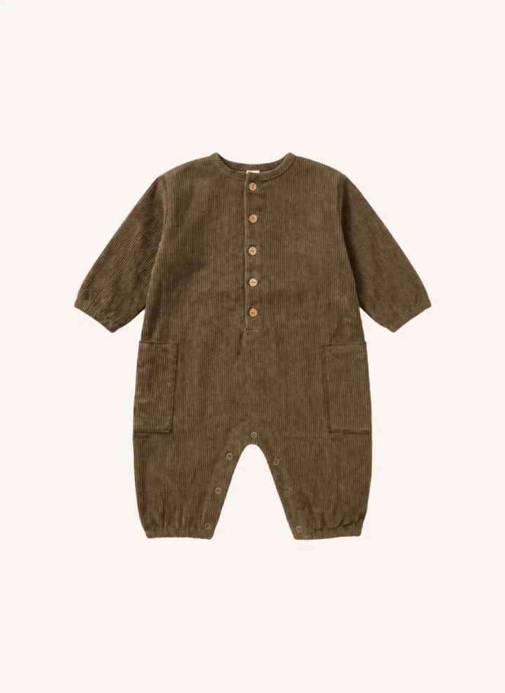 Studio Bohème - Big Papi Fitted Velvet Organic Cotton Jumpsuit | Olive