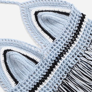 Jesminda - Örme Açık Mavi Seksi Püskül Plaj Üstü Elbise