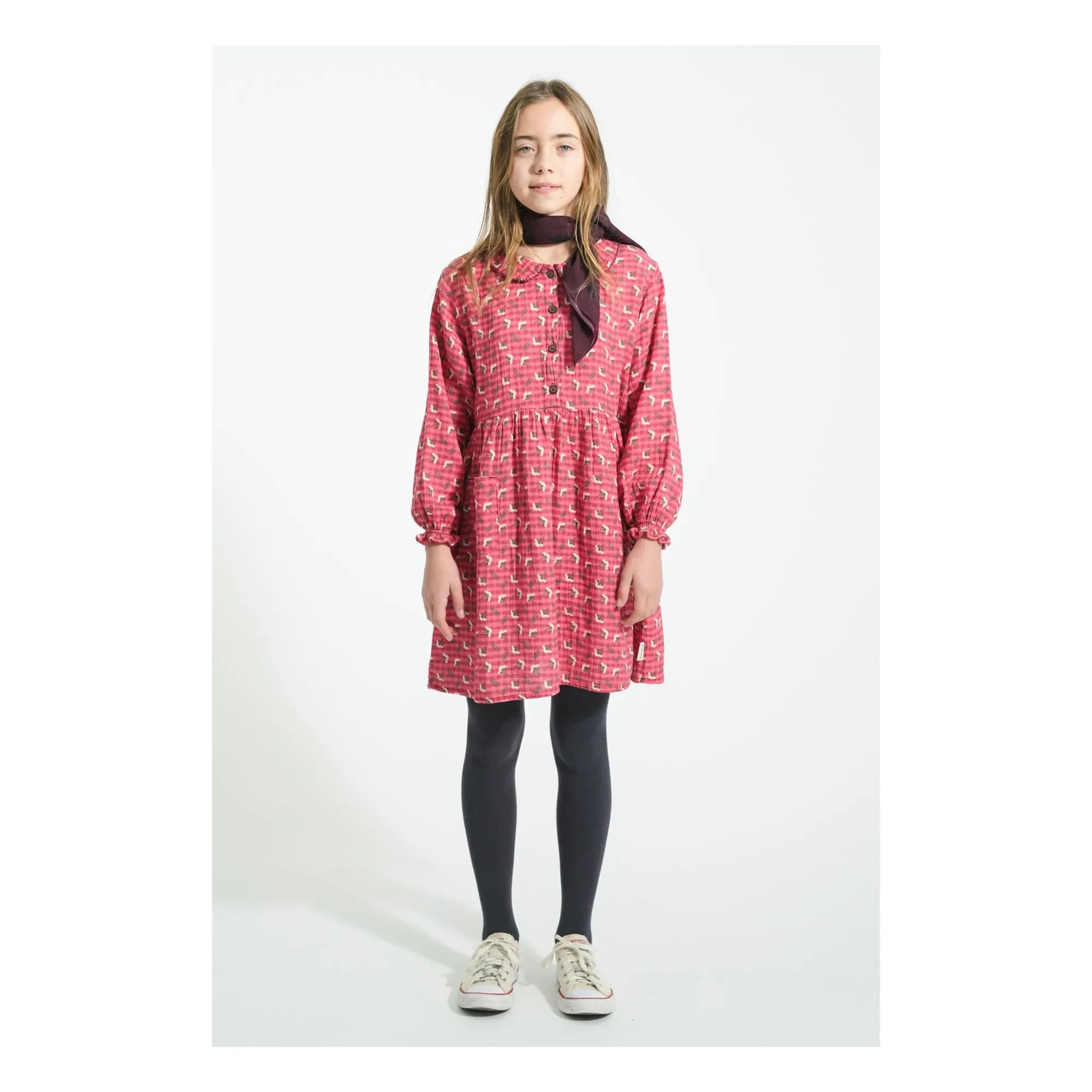 Piupiuchick - Floral Claudine Collar Dress | Pink