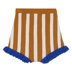 birinit - Jacquard Striped Ruffled Shorts | Caramel