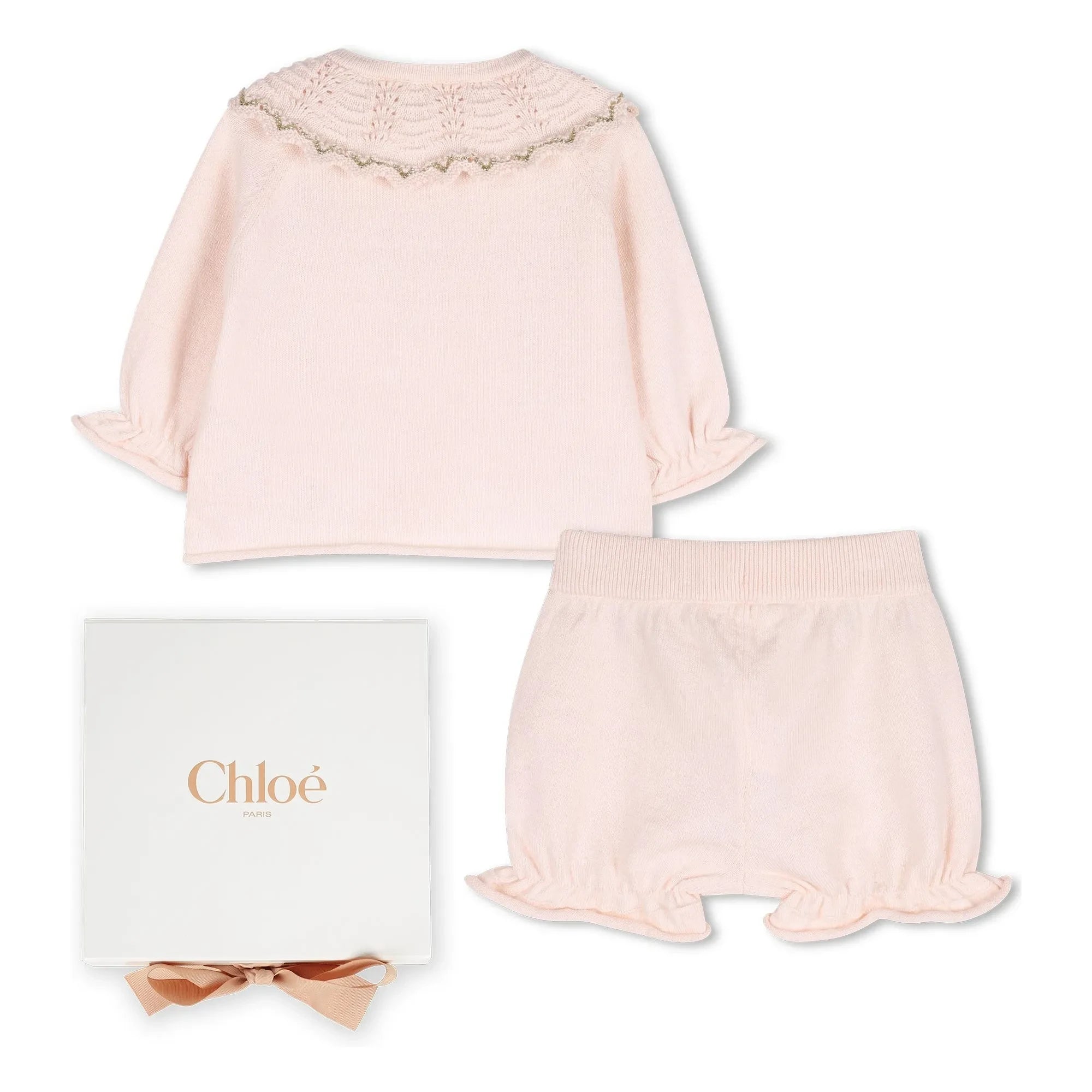 Chloé - Organik pamuk kazak ve bloomer seti | Pembe