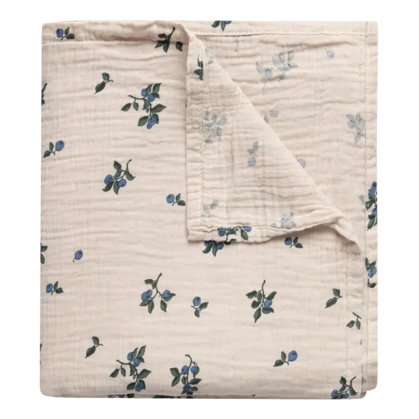 garbo&friends - Blueberry Cotton Muslin Swaddle | Ivory