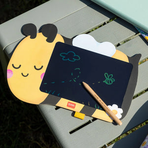 Legami - Bee Themed Portable LCD Drawing Board in Cardboard - Magic Sketch Board