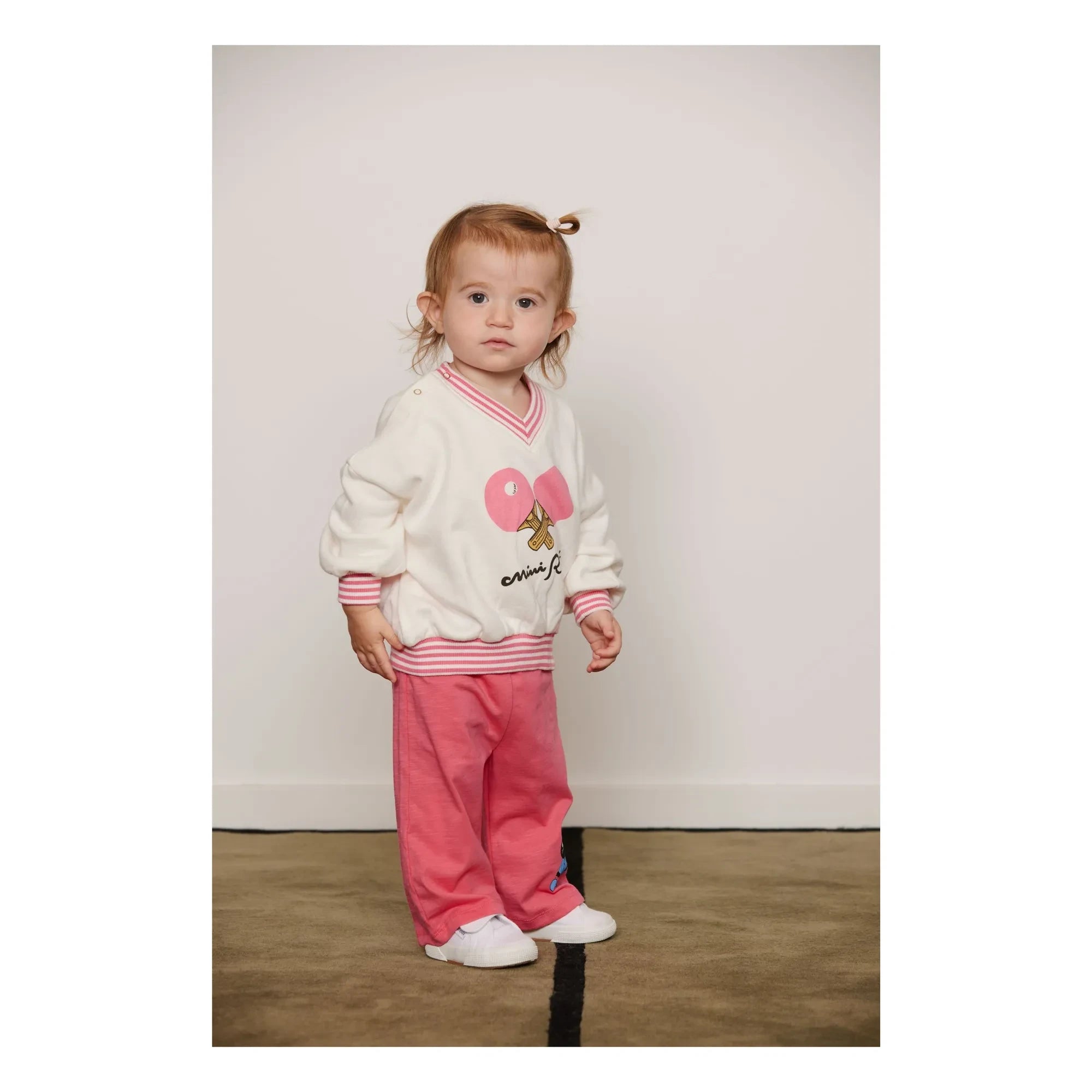 Mini Rodini - Çizgili sweatshirt Ping Pong Organik pamuk | Beyaz