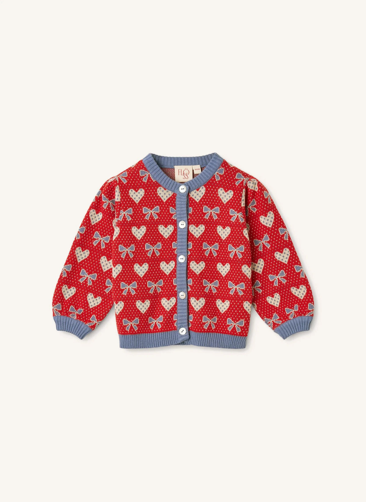 Flöss - Josie Hearts Merino Yün Hırka | Kırmızı