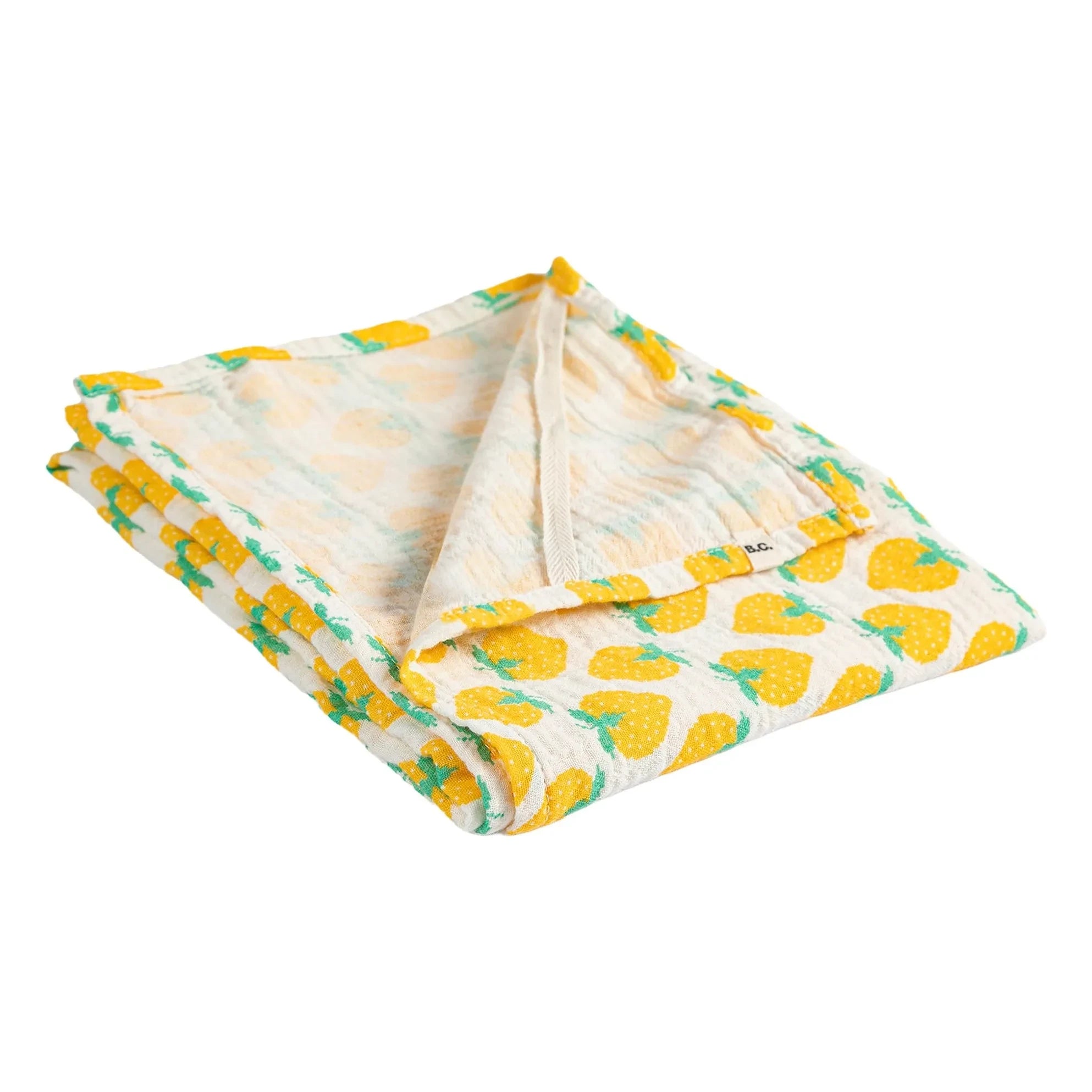 Bobo Choses - Strawberry Patterned Baby Diaper Organic Cotton Gauze | White