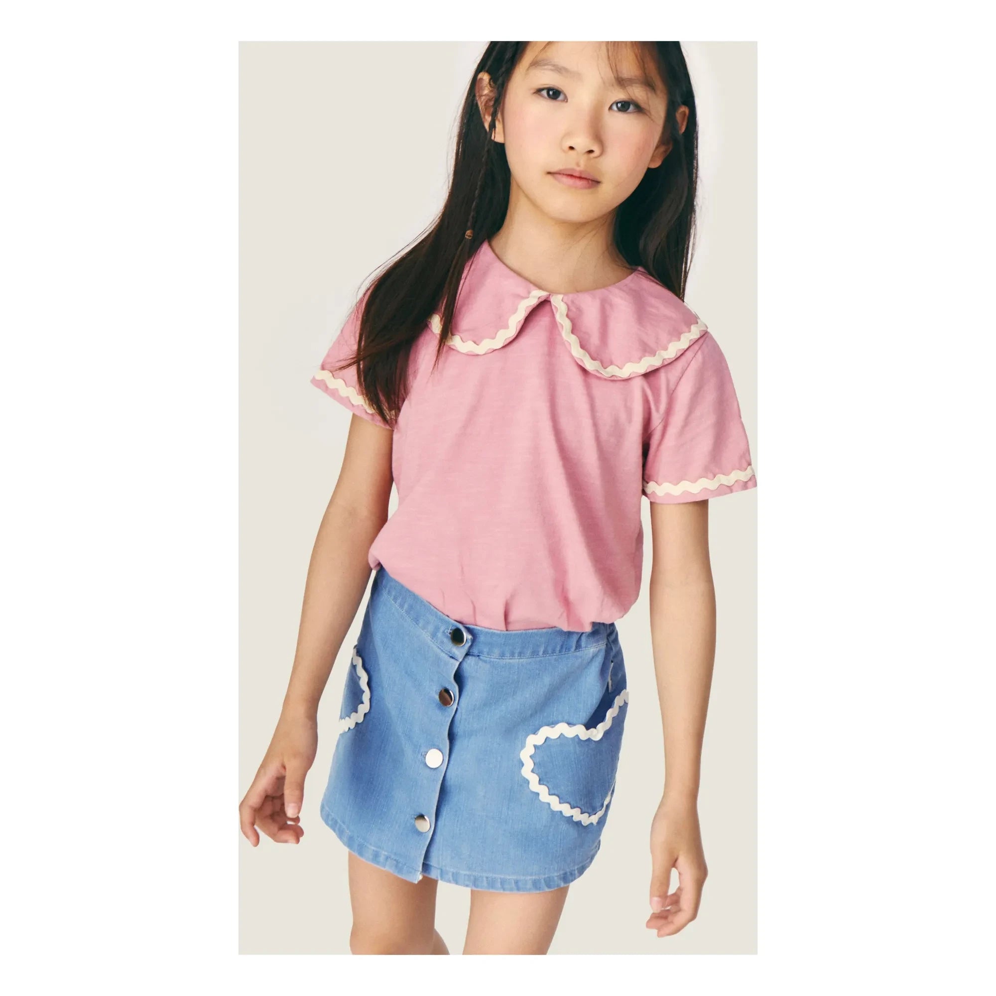 Mipounet - Claudine Collar Odetta T-shirt | Organic Cotton | Pink