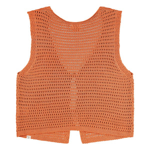 Matona - Strappy Knotted Organic Cotton Vest | Apricot
