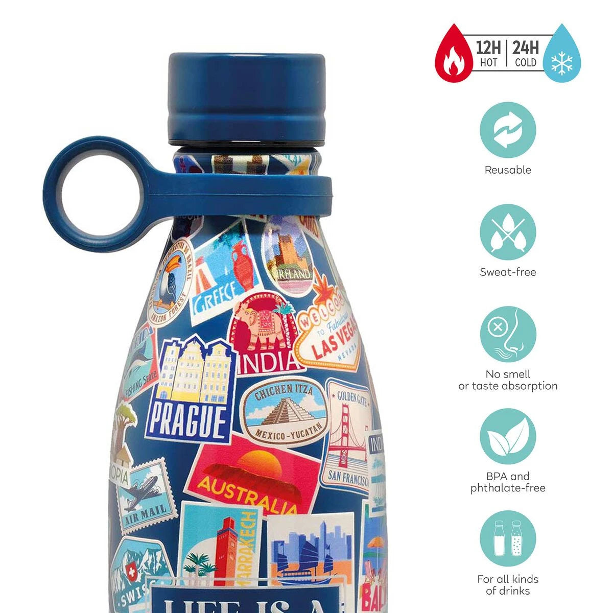 Legami - 800 ml Thermos - Travel Stickers - Hot & Cold