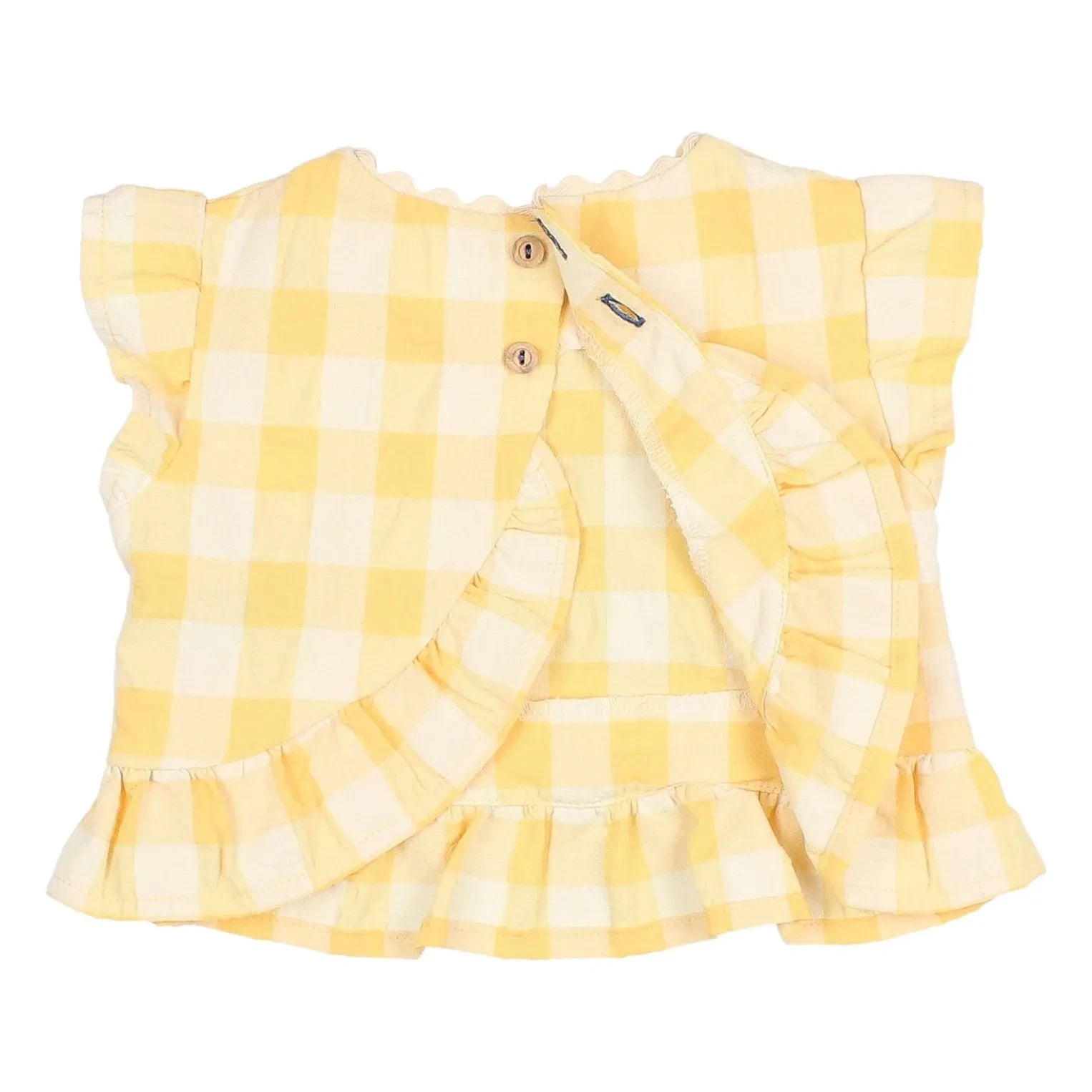 Búho - Yellow Organic Cotton Seersucker Ruffled Top