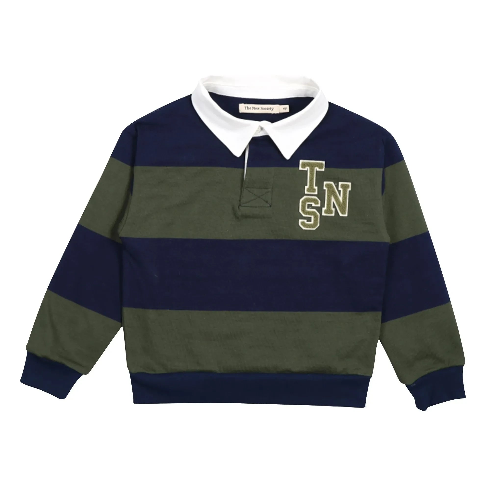 the new society - Tomas Organic Cotton Striped Polo T-Shirt | Navy