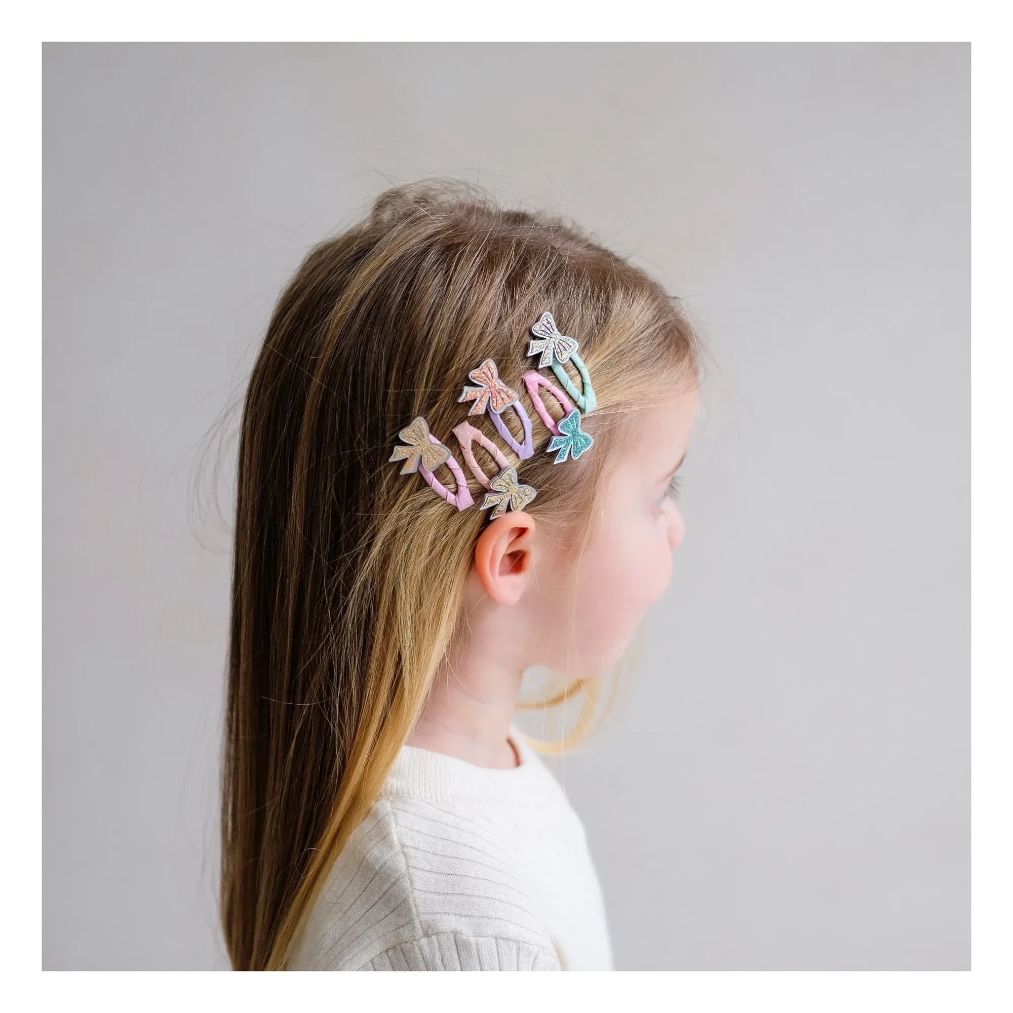 Mimi & Lula - Set of 5 Mini Glitter Bow Hair Clips | Pink