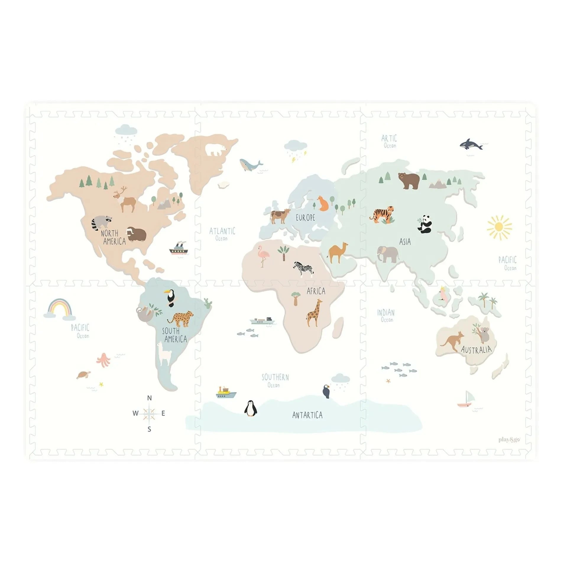 Play and Go - Tiloo Modular Play Mat - World Map