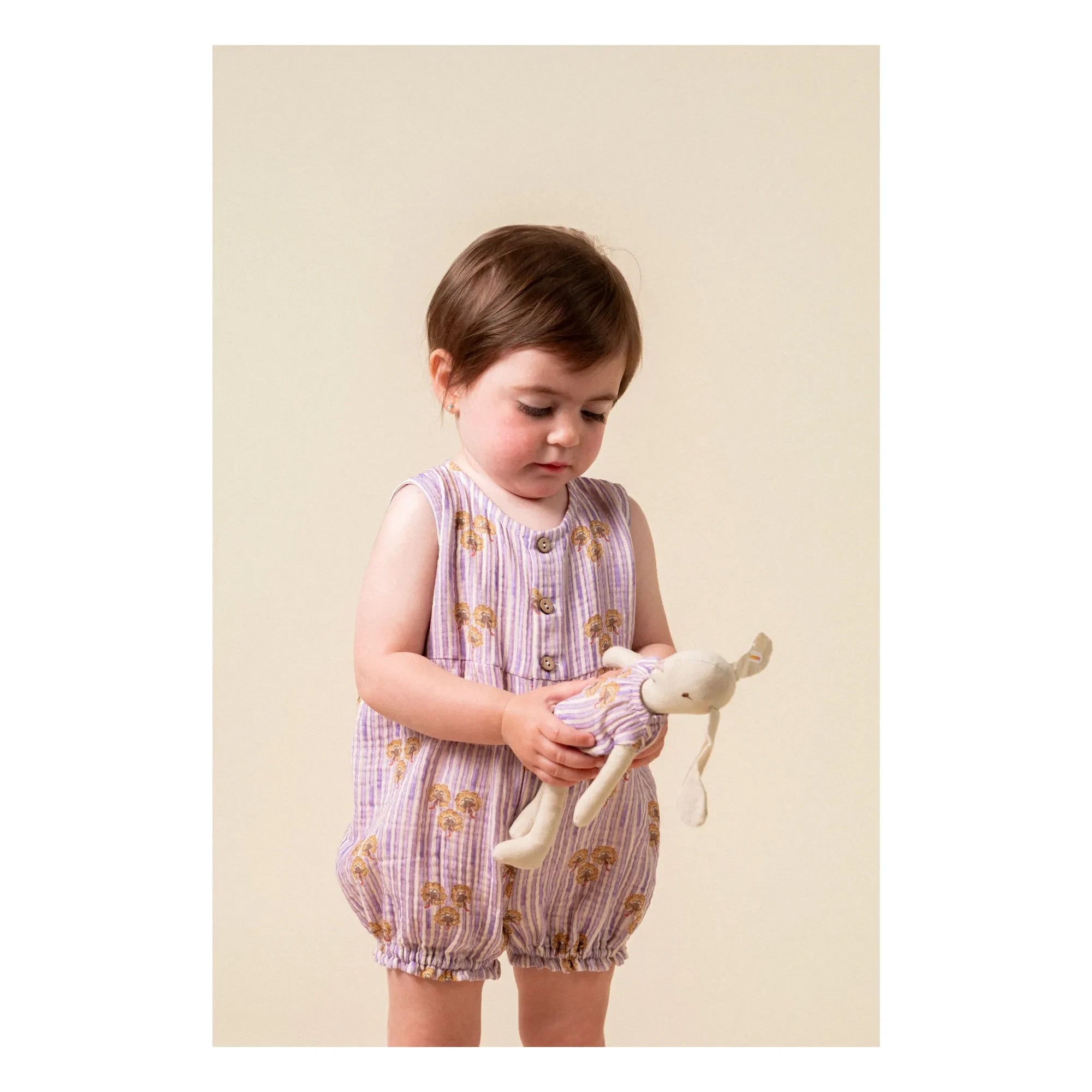 birinit - Striped Organic Cotton Cinca jumpsuit | Mauve