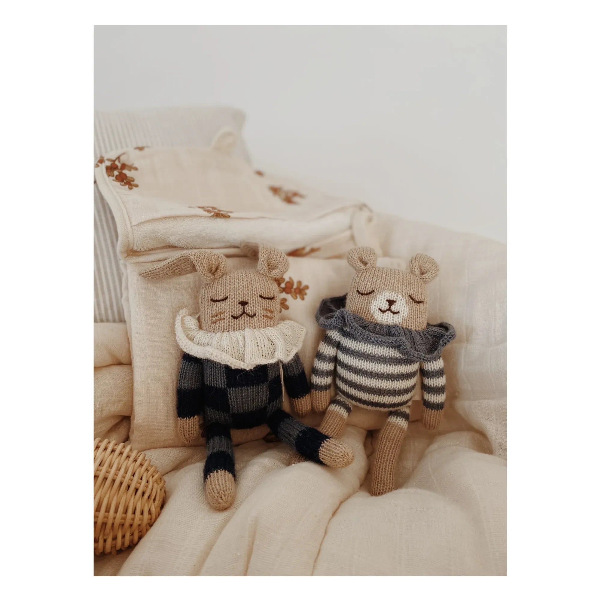 Main Sauvage - Teddy Plush Toy - Striped Romper | Blue