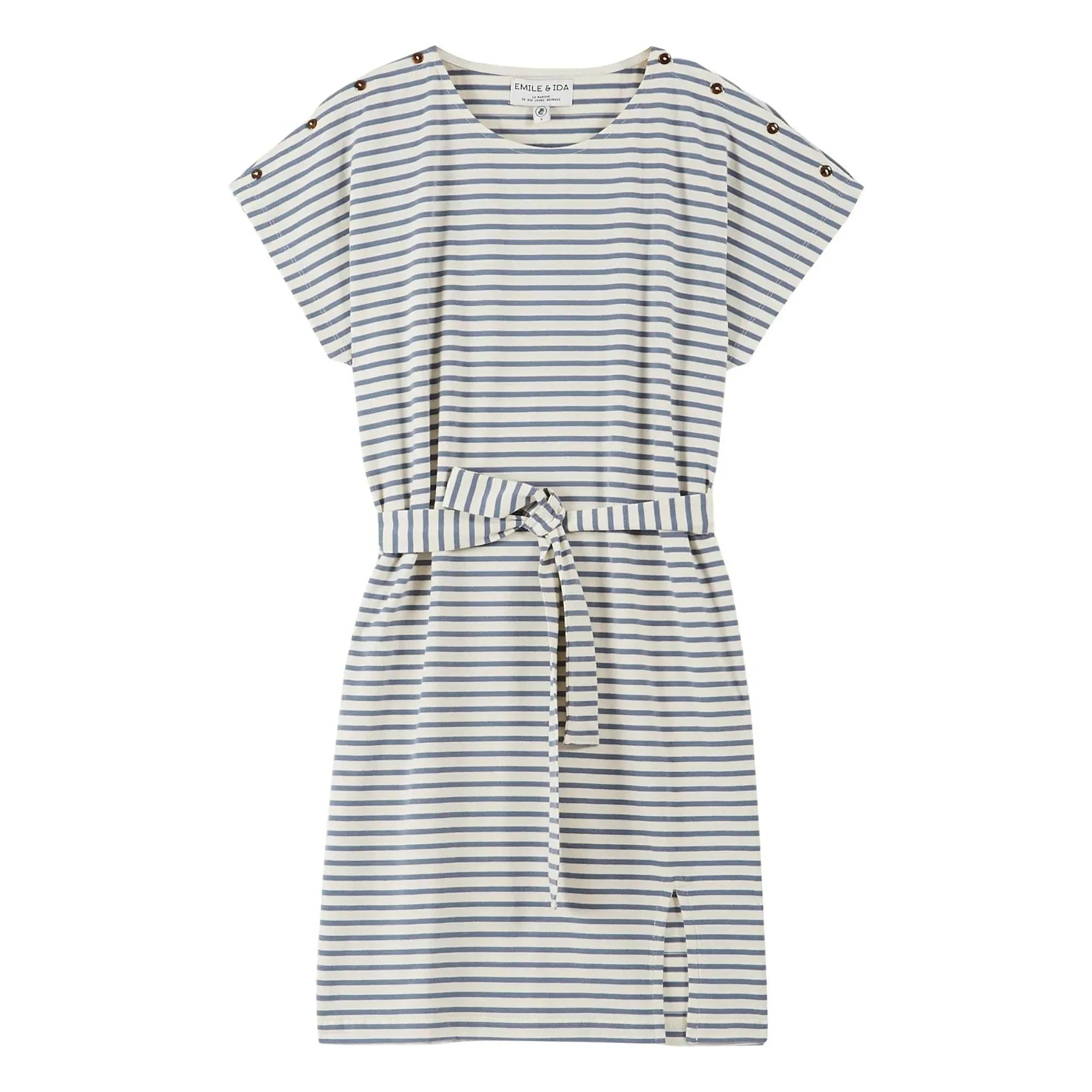 Emile et Ida - Striped Bénédicte Dress Made of Organic Cotton | Blue
