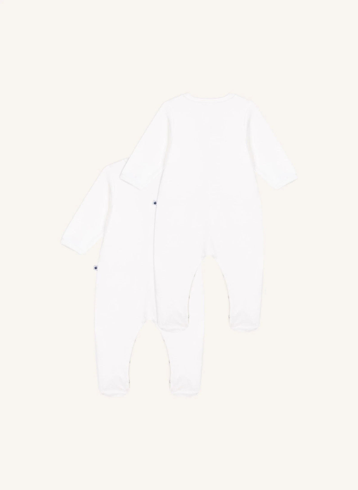 Petit Bateau - 2-piece Velvet Organic Cotton Pajama Set | White