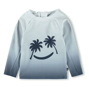 Molo - Nemo Palm Smile UV-Protected T-Shirt Made from Recycled Fibers | Gray Blue