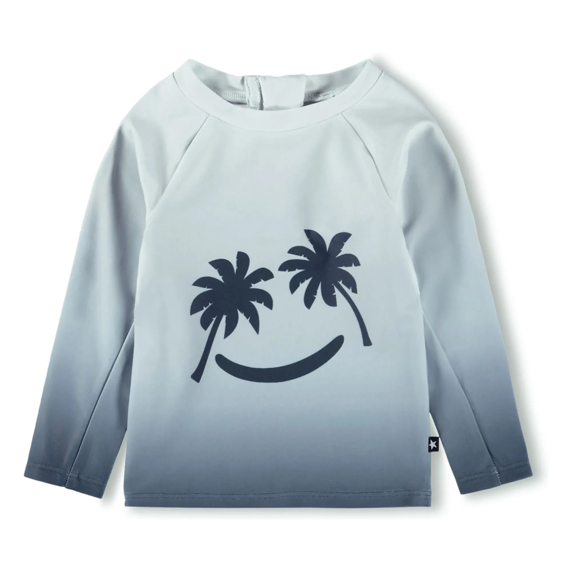 Molo - Nemo Palm Smile UV-Protected T-Shirt Made from Recycled Fibers | Gray Blue