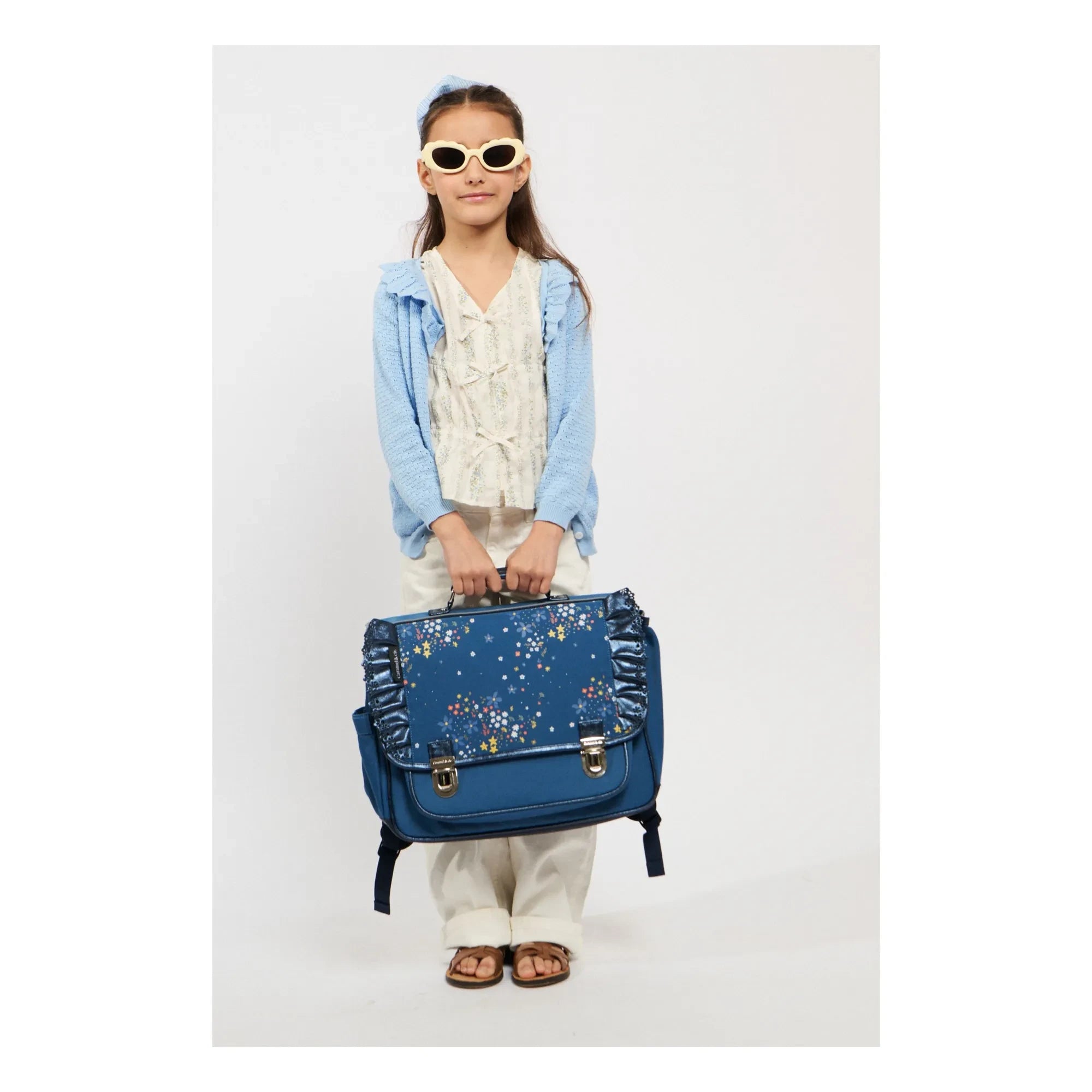 Caramel & Cie - Stella Ruffled Handbag | Navy Blue