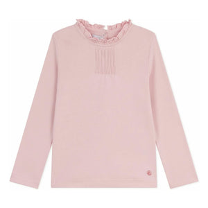Petit Bateau - Organic Cotton Plain T-Shirt, Ruffled Collar | Light Pink