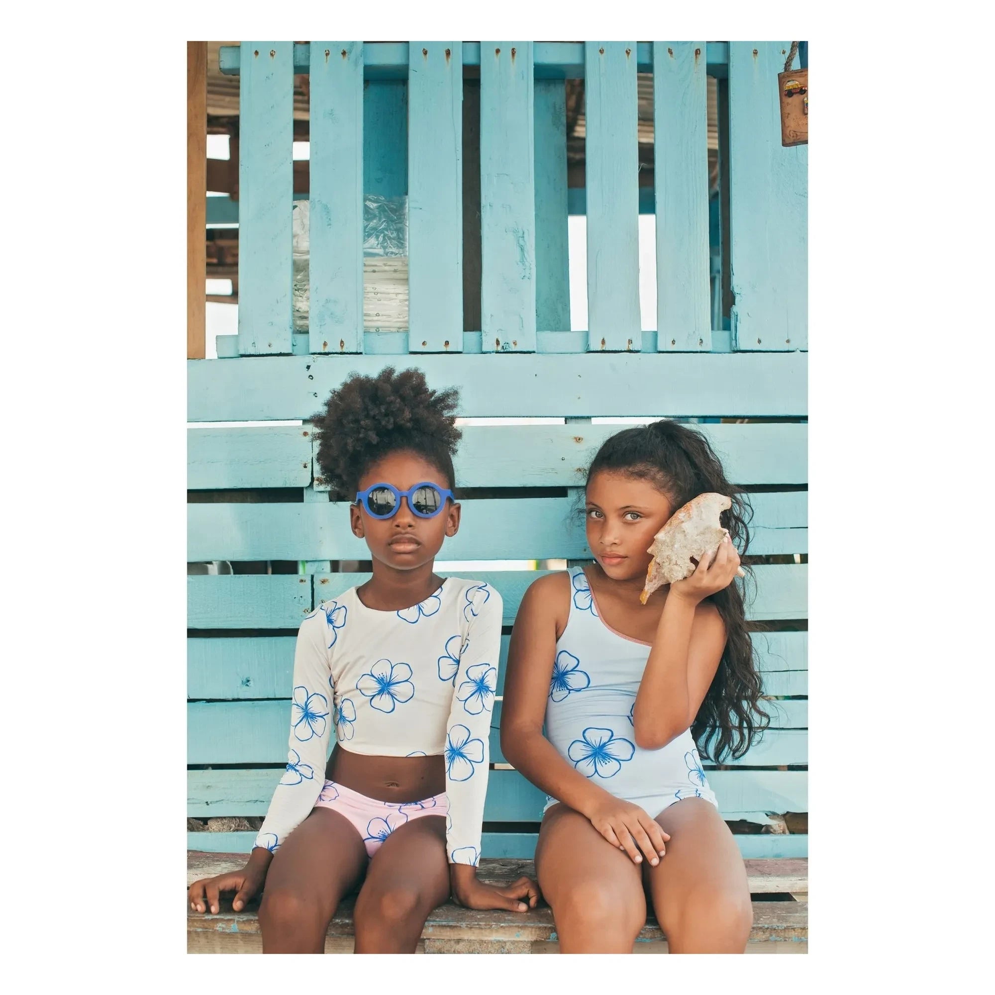 Pepita & Me - Marea Fleurs Asymmetric Swimsuit | Light Blue