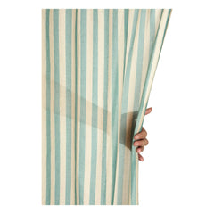 Nobodinoz - Wendy Checks Cotton Voile Curtain | Turquoise