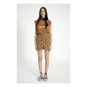 Sisters Department - Alicia Linen & Cotton T-Shirt with Shoulder Epaulettes | Brown