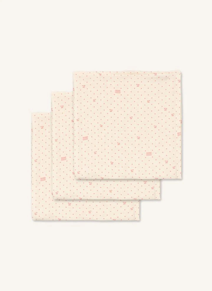 Konges Sløjd - Cherry Dot Organik Pamuklu Bebek Bezleri - 3'lü Set | Pembe