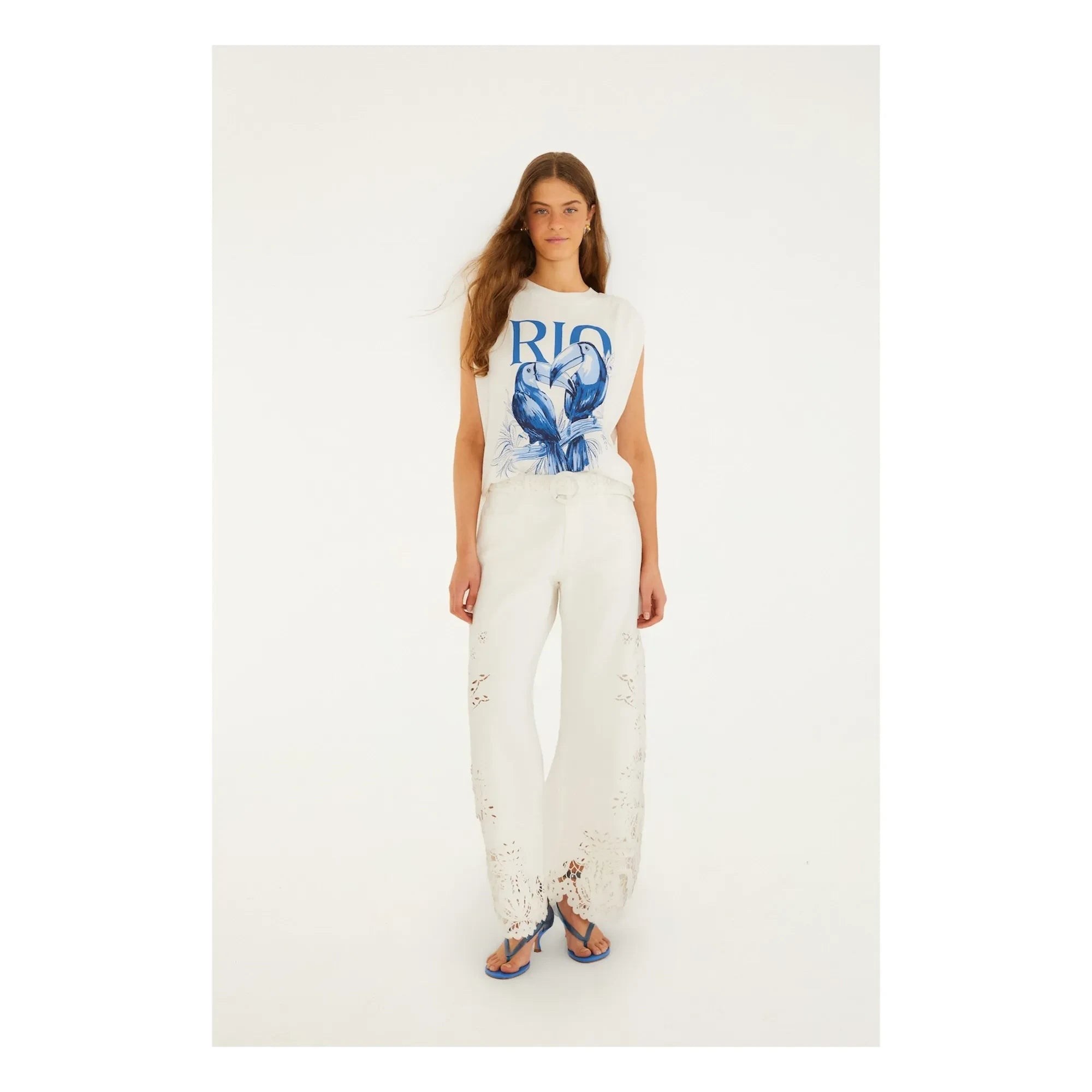 Farm Rio - Rio Epaulet T-Shirt | White