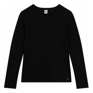 Petit Bateau - Pointelle Organic Cotton T-Shirt | Black