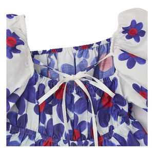 Fabula - Balloon Sleeve Floral Midi Dress | White